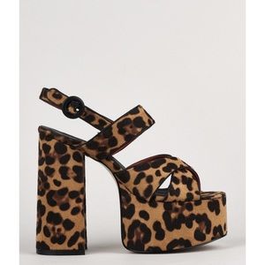 LaModa Catty Instincts Leopard Platform Heels
